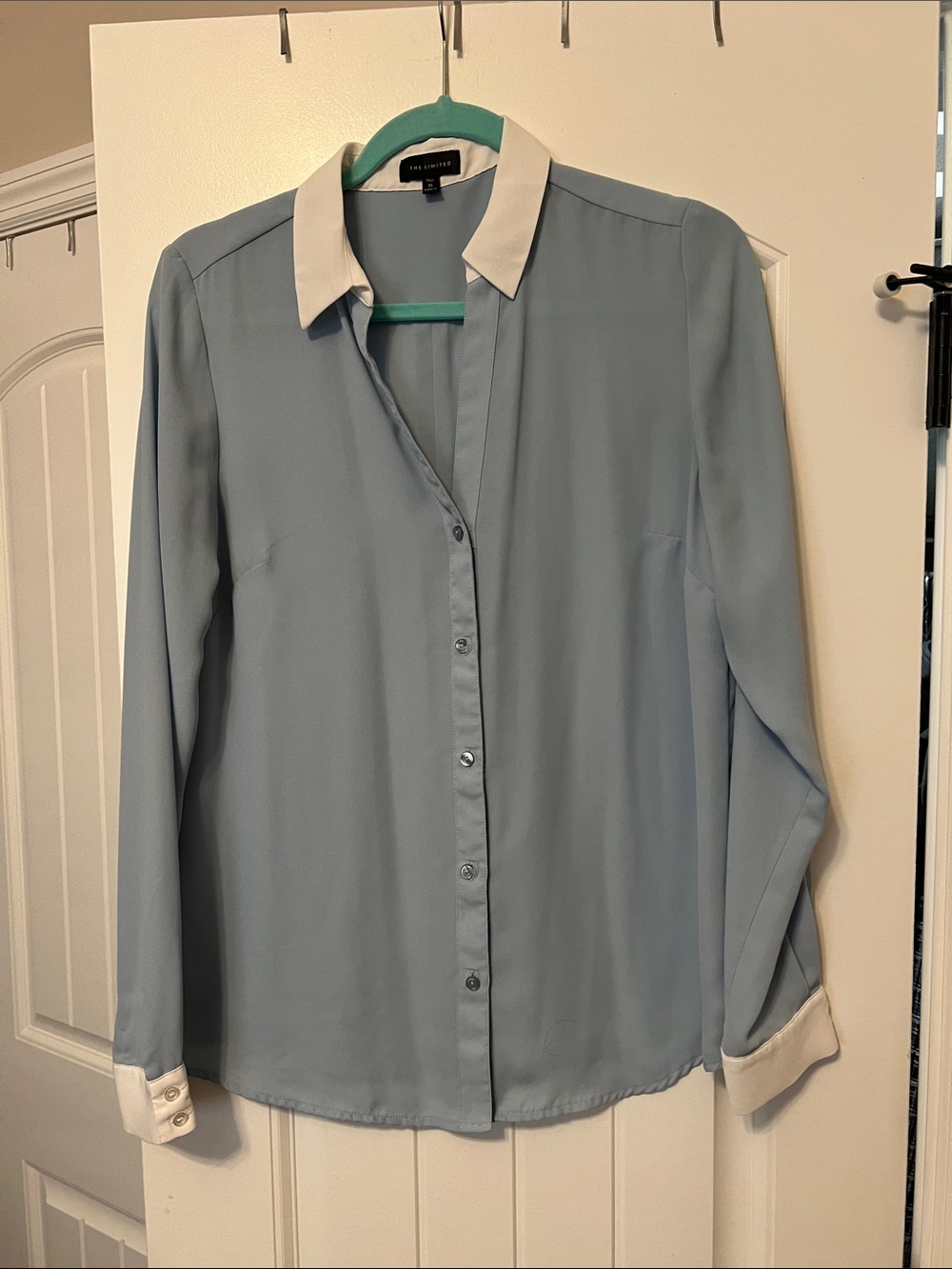 The Limited Pale Blue Blouse with White Collar